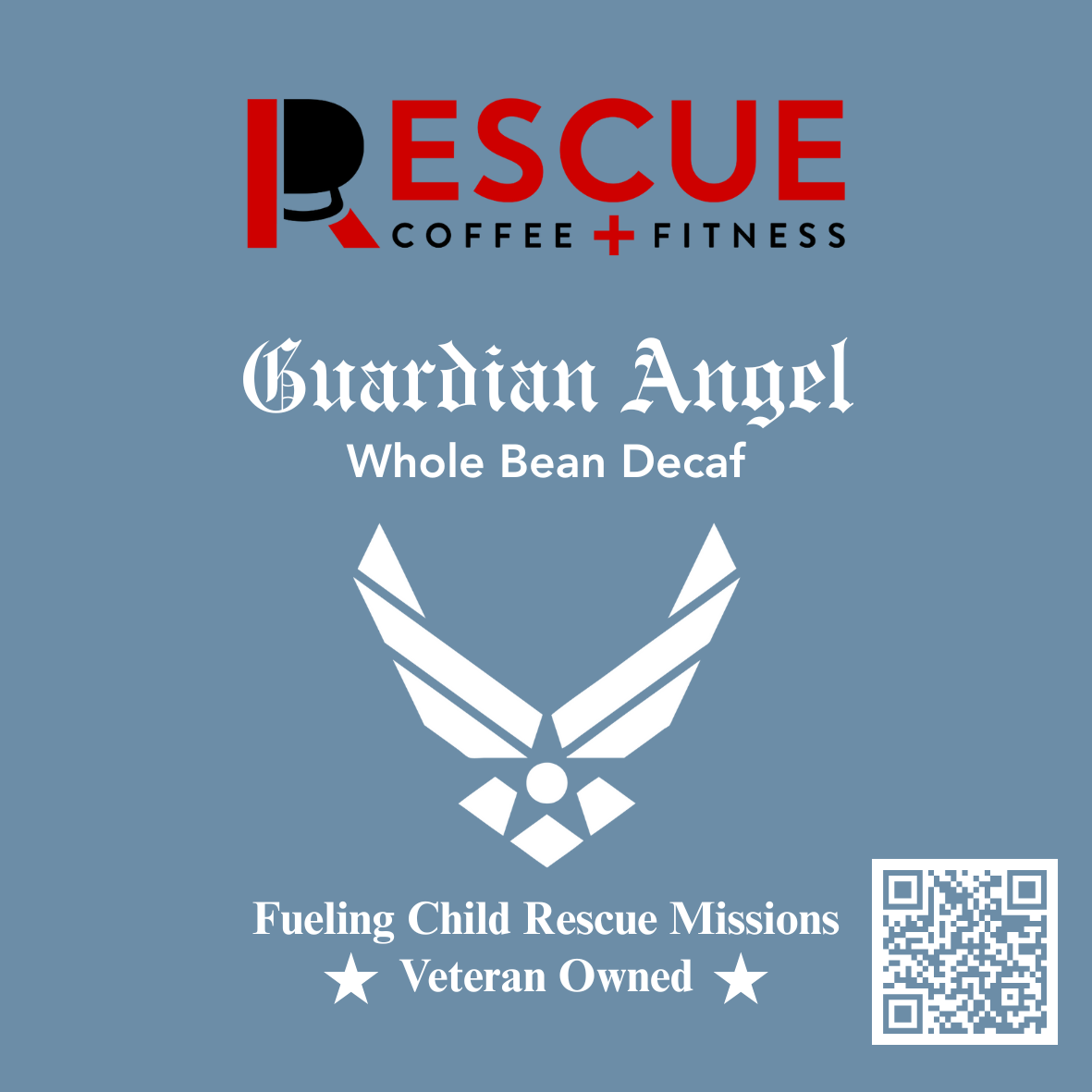 Rescue Coffee + Fitness Guardian Angel Whole Bean Decaf Coffee Logo